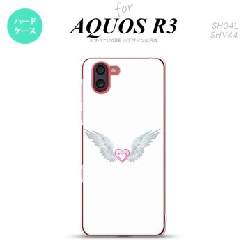 SH-04L SHV44 R3 AQUOS R3 スマホケース カバー 白翼 ハート 白 ピンク nk-r3-475