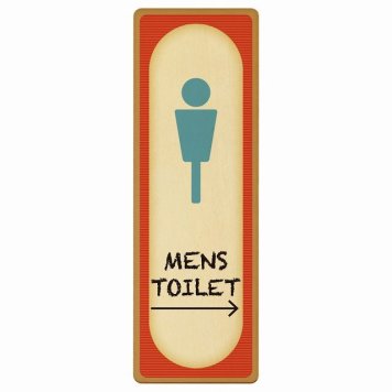 トイレ プレート 木製 MENS レトロ デザイン 右 矢印 長方形 縦書き 6x18cm 方向案内 進路ドア サインステッカー ピクトサイン トイレマーク表示 案内 注意 施設 御手洗 TOILET おしゃれ シンプル 安全対策