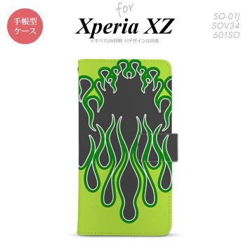 【手帳型 スマホ カバー ケース】【SO01J】【エクスペリア XZ 】手帳型 ケース SO-01J スマホ カバー XPERIA XZ エクスペリア ファイヤー 黒×緑 nk-004s-so01j-dr1305【メール便送料無料】