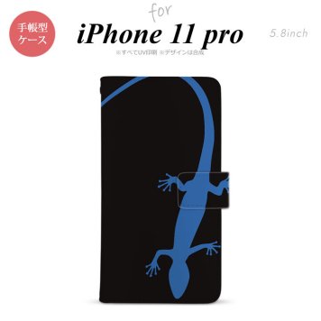 iPhone11Pro iPhone11 Pro 手帳型スマホケース カバー トカゲ 黒 青  nk-004s-i11p-dr777