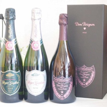 ドンペリニヨンロゼ飲み比べ豪華3本セット(ロジャーグラート カヴァ プラチナ ドミセック、ロジャーグラート カヴァ グラン キュヴェ ジョセップ ヴァイス) 3本セット