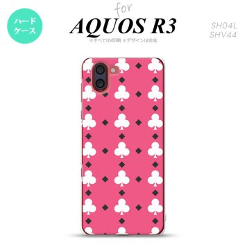 SH-04L SHV44 R3 AQUOS R3 スマホケース カバー トランプ クラブ ピンク 白 nk-r3-536