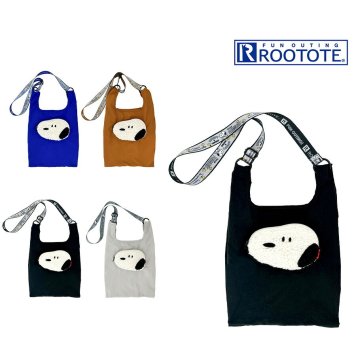 【クリックポスト/時間指定不可】【ROOTOTE】8459 IP.RSmid.Peanuts-0P エコバッグ 手持ち 斜め掛け スヌーピー かわいい レディース プレゼント ブラック