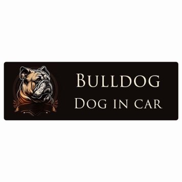 ドッグ カーステッカー イラスト付 Dog in Car ブルドッグ B タイプ セーフティサイン 犬種別 長方形 15x5cm シール リア あおり運転対策 Dog Sticker 屋外 屋内 防水 かわいい おしゃれ 安全対策 カーサイン