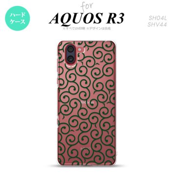 SH-04L SHV44 R3 AQUOS R3 スマホケース カバー 唐草 クリア 緑 nk-r3-1129