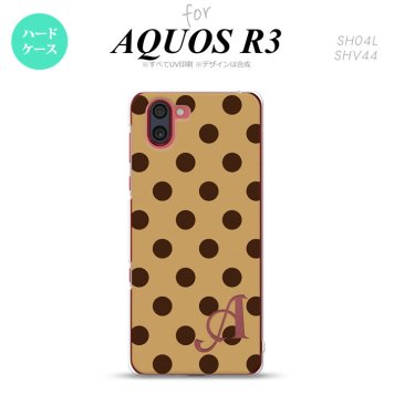 SH-04L SHV44 R3 AQUOS R3 スマホケース カバー ドット 水玉 B 茶 黒茶 +アルファベット nk-r3-102i