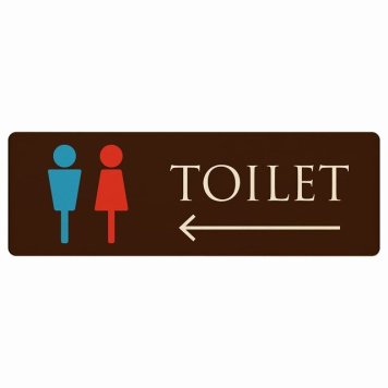 トイレ プレート 木製 男女マーク ブラウン＆カラー 左 矢印 長方形 12x4cm 方向案内 進路ドア サインプレート ピクトサイン トイレマーク表示 案内 注意 施設 御手洗 TOILET おしゃれ シンプル 安全対策
