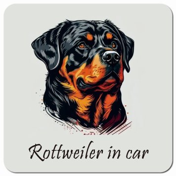 イラスト付 Dog in Car ロットワイラー Aタイプ カーサイン 車 マグネットステッカー 犬 マグネット 強力 13x13cm 正方形 おしゃれ かわいい ドラレコステッカー 安全対策 危険運転 煽り運転 アニマル 動物 犬種別 屋外 防水 屋内