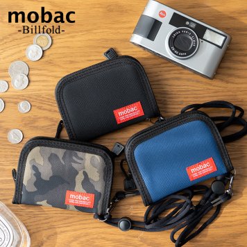 mobac モバック 財布 メンズ 2つ折り ストラップ付き ボタンホック ウォレットコード 斜めがけ 首掛け 紐付き