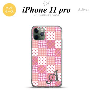 iPhone11Pro iPhone11 Pro スマホケース ソフトケース パッチワーク ピンク +アルファベット メンズ レディース nk-i11p-tp1061i
