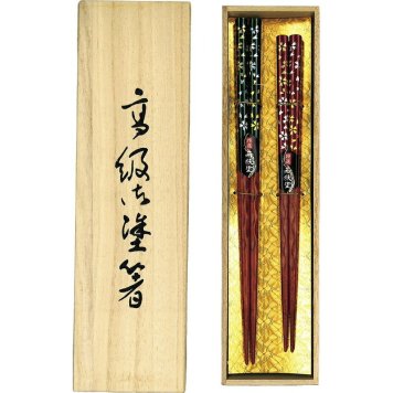 夏の贈り物お中元特選 若狭塗 花やしき 桐箱2膳セット 緑：23cm、赤：21cm