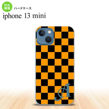 iPhone13mini iPhone13 mini ケース ハードケース スクエア 黒 オレンジ +アルファベット  nk-i13m-761i