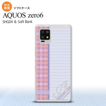 SHG04 SHG04 ZERO6 AQUOS zero6 スマホケース ソフトケース チェック ボーダー 紫 +アルファベット メンズ レディース nk-zero6-tp1601i