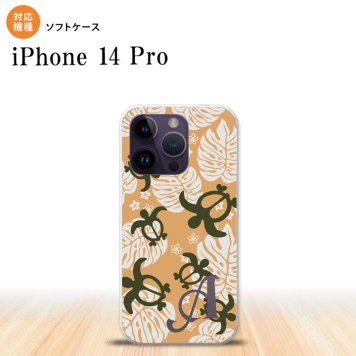 iPhone14 Pro iPhone14 Pro スマホケース 背面ケースソフトケース ホヌ 小 オレンジ +アルファベット 2022年 9月発売 nk-i14p-tp1465i