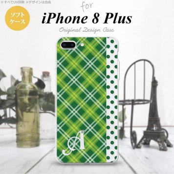 【iPhone8Plus】【スマホケース/スマホカバー】【アイフォン8プラス】iPhone8Plus スマホケース ケース アイフォン8プラス イニシャル タータン・ドット 緑 nk-ip8p-tp1533ini【メール便送料無料】