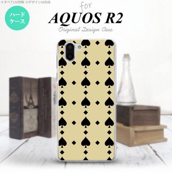 AQUOS R2 アクオス アール2 SH-03K SHV42 専用 スマホケース カバー ハードケース トランプ(スペード) ベージュ×黒 nk-r2-539[スマホ,スマホケース,スマホカバー,ケース,カバー,ジャケット]