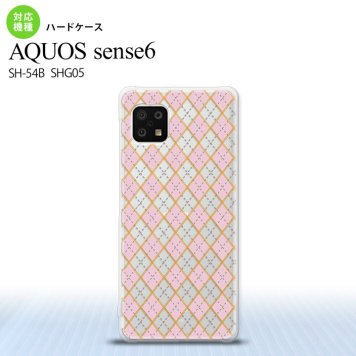 SH-54B SHG05 AQUOS sense6 スマホケース ハードケース アーガイル クリア ピンク メンズ レディース nk-sens6-1412