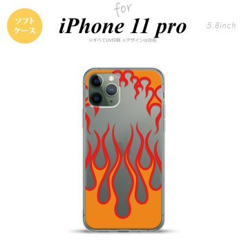 iPhone11Pro iPhone11 Pro スマホケース ソフトケース ファイヤー 炎 クリア 赤 メンズ レディース nk-i11p-tp1314