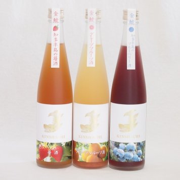 愛知果物キュール3本セット(山田錦吟醸ブレンド グレープフルーツ酒 焼酎ブレンドブルーベリー 日本酒ブレンド苺酒) 500ml×3本
