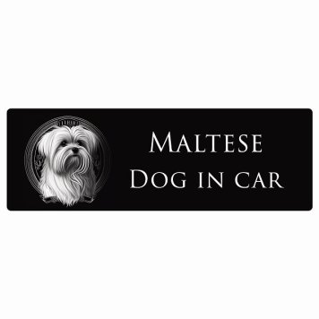 ドッグ カーステッカー イラスト付 Dog in Car マルチーズ Aタイプ セーフティサイン 犬種別 長方形 15x5cm シール リア あおり運転対策 Dog Sticker 屋外 屋内 防水 かわいい おしゃれ 安全対策 カーサイン