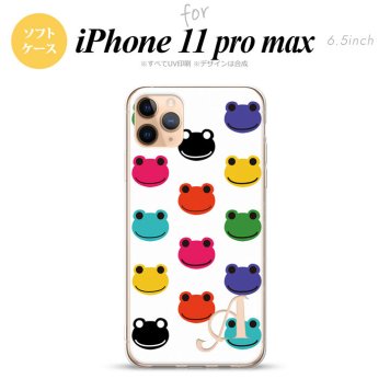 iPhone11ProMax iPhone11pro max スマホケース ソフトケース カエル かえる A 白 +アルファベット メンズ レディース nk-i11pm-tp162i