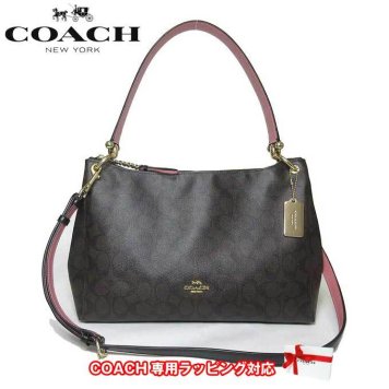 コーチ アウトレット COACH ショルダーバッグ F28967 PVC×レザー シグネチャー ミア ハンドル付き ショルダーバッグ IMAA8(ブラウン×ブラック) 【RCP】【楽天カード分割】