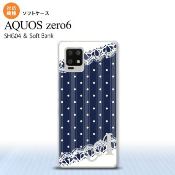 SHG04 SHG04 ZERO6 AQUOS zero6 スマホケース ソフトケース ドット レース C 紺 +アルファベット メンズ レディース nk-zero6-tp1612i