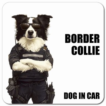 名入れ可 Border Collie ボーダーコリー カーサイン 車 マグネット 強力 13x13cm 正方形 セキュリティガード風 ちょい悪 マグネットステッカー 犬 安全対策 煽り運転 屋外 防水 屋内