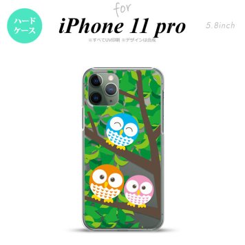 iPhone11Pro iPhone11 Pro スマホケース ハードケース フクロウ B 緑 メンズ レディース nk-i11p-1093
