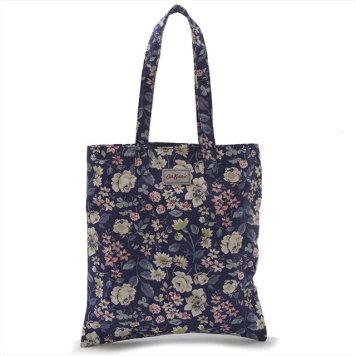 キャスキッドソン Cath Kidston トートバッグ ブックバッグ サブバッグ Cotton Bookbag Pressed Flowers フラワー柄ネイビー系マルチ 710558
