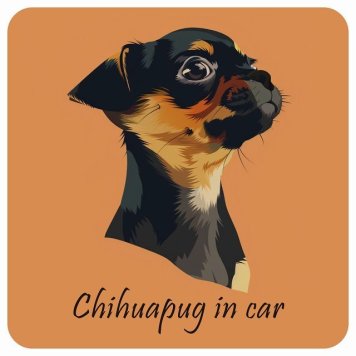 ドッグ カーステッカー イラスト付 Dog in Car チワパグ Bタイプ セーフティサイン 犬種別 正方形 13x13cm シール リア あおり運転対策 Dog Sticker 屋外 屋内 防水 かわいい おしゃれ 安全対策 カーサイン