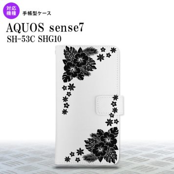 sense7 sense7 手帳型スマホケース カバー ハイビスカス クリア 黒 2022年 11月発売 nk-004s-sens7-dr1057