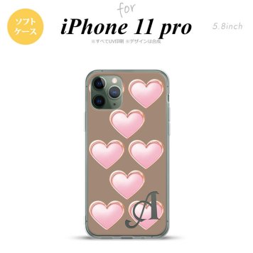 iPhone11Pro iPhone11 Pro スマホケース ソフトケース ハート C 茶 +アルファベット メンズ レディース nk-i11p-tp176i
