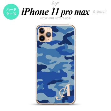 iPhone11ProMax iPhone11pro max スマホケース ハードケース ウッドランド 迷彩 A 青 +アルファベット メンズ レディース nk-i11pm-1152i