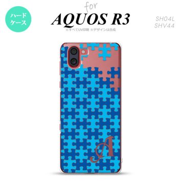 SH-04L SHV44 R3 AQUOS R3 スマホケース カバー パズル 青 +アルファベット nk-r3-1205i
