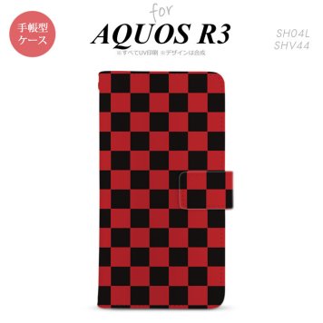 SH-04L/SHV44 AQUOS R3 手帳型スマホケース カバー スクエア 黒 赤  nk-004s-r3-dr763