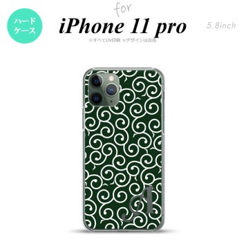 iPhone11Pro iPhone11 Pro スマホケース ハードケース 唐草 緑 白 +アルファベット メンズ レディース nk-i11p-1134i