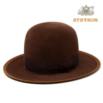 STETSON 中折れハット フェルトハット ステットソン 復刻 ラビット ファー メンズ CUSTOM V OPENCROWN 帽子 ボーラーハット ブラウン 中茶 stetson 帽子通販 クリスマス プレゼント ギフト包装