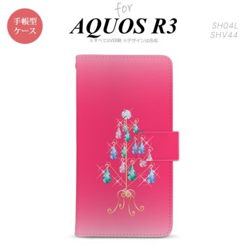 SH-04L/SHV44 AQUOS R3 手帳型スマホケース カバー ツリーイヤリング ピンク  nk-004s-r3-dr632