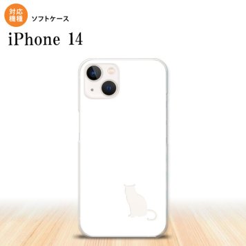iPhone14 iPhone14 スマホケース 背面ケースソフトケース 猫 影 白 クリア 2022年 9月発売 nk-i14-tp428