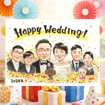 結婚記念日のお祝いに、感謝の気持ちが伝わる似顔絵ギフト。 プレゼント 似顔絵 結婚祝い 名入れ 贈り物 手描き ギフト 結婚記念日 挙式 ウェルカムボード 記念 お祝い 大人数 カップル 同僚 友達 友人 家族 下書き確認 修正無料 名入れ 喜ばれる サプライズ 宝物 親孝行 一生もの 結婚式 ウェディング 宝物 米寿祝い キレイ クリスマス オーダーメイド バレンタインデー 披露宴 傘寿祝い