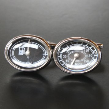 鎌倉カフス工房 スピードメーター＆燃料系（ブラック） カフスボタン・カフリンクス メンズ  ah034 結婚式 旦那 プレゼント ギフト 彼氏 父の日 誕生日プレゼント