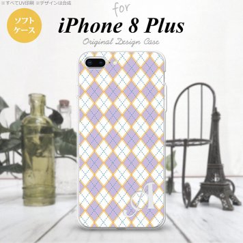 【iPhone8Plus】【スマホケース/スマホカバー】【アイフォン8プラス】iPhone8Plus スマホケース ケース アイフォン8プラス イニシャル アーガイル 紫×青 nk-ip8p-tp1409ini【メール便送料無料】