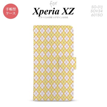 【手帳型 スマホ カバー ケース】【SO01J】【エクスペリア XZ 】手帳型 ケース SO-01J スマホ カバー XPERIA XZ エクスペリア アーガイル 黄×紫 nk-004s-so01j-dr1405【メール便送料無料】
