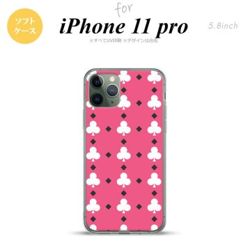 iPhone11Pro iPhone11 Pro スマホケース ソフトケース トランプ クラブ ピンク 白 メンズ レディース nk-i11p-tp536