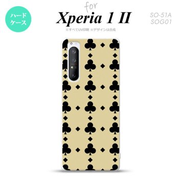 Xperia 1 II 5G スマホケース 背面カバー ストラップホール有り ハードケース トランプ クラブ ベージュ 黒 ストラップホール おしゃれ かわいい かっこいい メンズ レディース nk-xp12-533