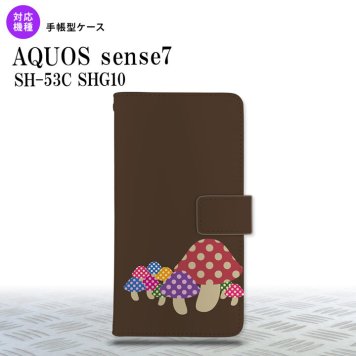 sense7 sense7 手帳型スマホケース カバー きのこ 茶 2022年 11月発売 nk-004s-sens7-dr742