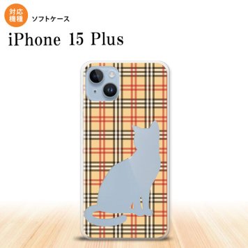 iPhone15 plus iPhone15 plus スマホケース 背面ケースソフトケース 猫 チェック B 赤 茶 2023年 9月発売 nk-i15pl-tp954