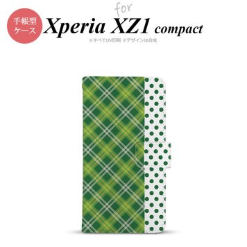 【手帳型 スマホ カバー ケース】【SO02K】【エクスペリア XZ1】手帳型 ケース SO-02K スマホ カバー Xperia XZ1 Compact エクスペリア タータン・ドット 緑 nk-004s-so02k-dr1533【メール便送料無料】