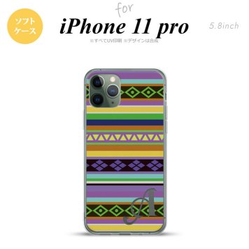 iPhone11Pro iPhone11 Pro スマホケース ソフトケース エスニック ボーダー 紫 +アルファベット メンズ レディース nk-i11p-tp1564i